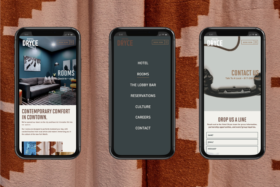 Mobile Website Branding for Hotel Dryce Fort Worth Texas