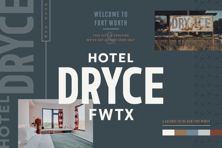 Graphic Website Branding for Hotel Dryce Fort Worth Texas